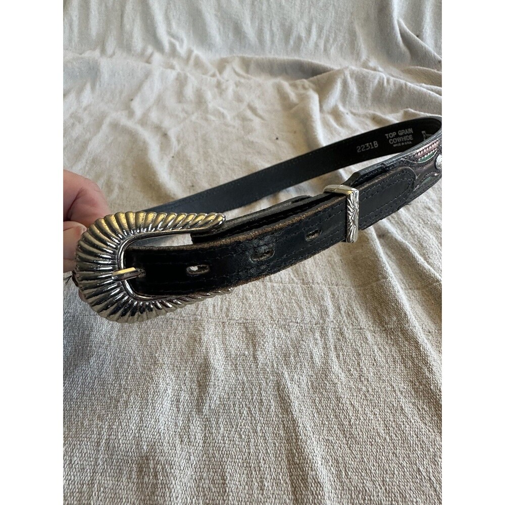 Fisher #2231B Top Grain Cowhide Size 30 BELT, Black; Colors Embedded in Strap